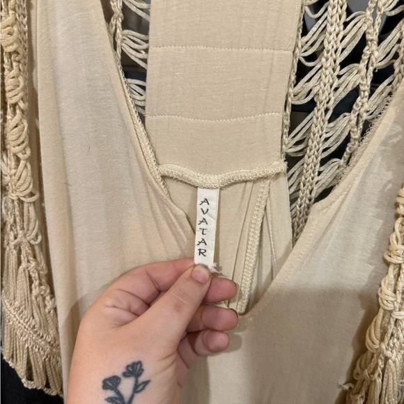 coco + carmen Cream Women's Dress with kimono on top - Picture 2 of 11